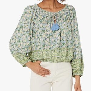 Lucky Brand Floral Blouse - Blue and Green